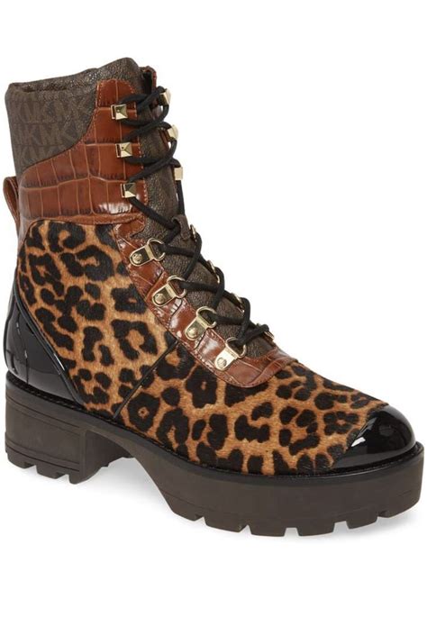 michael kors leopard combat boots
